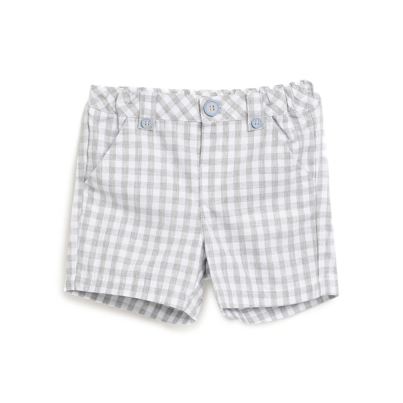 Boys Medium Grey Checkered Short Trousers image number 0